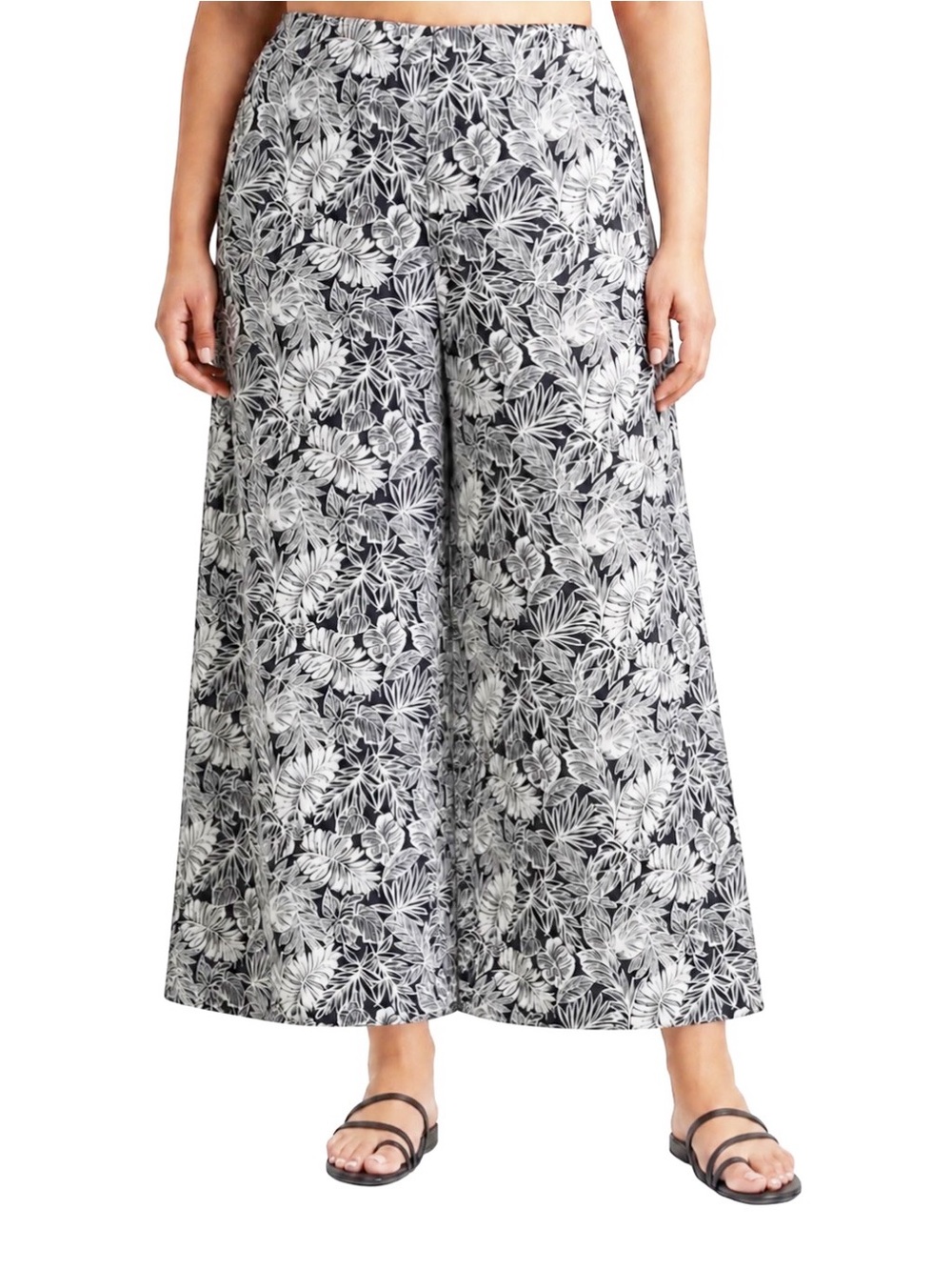 JNY Linen Blend Wide Leg Cropped Pants 2X NWOT